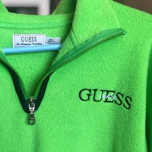 VINTAGE neon guess fleece half zip